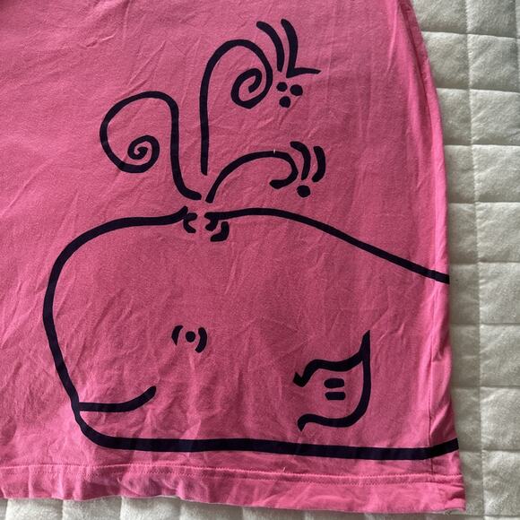 Marushka Dress Womens XL PInk Hand Printed Whale Artsy Preppy Coastal Beach - Picture 4 of 11